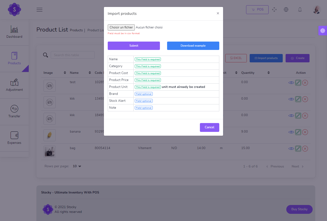 Import Products Screenshot
